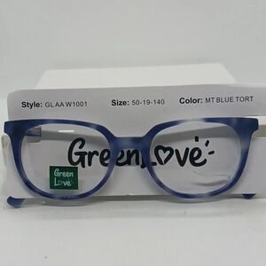 NWT RX-ABLE GREEN LOVE GLAAW1001 EYEGLASS FRAMES MATTE BLUE TORTOISE